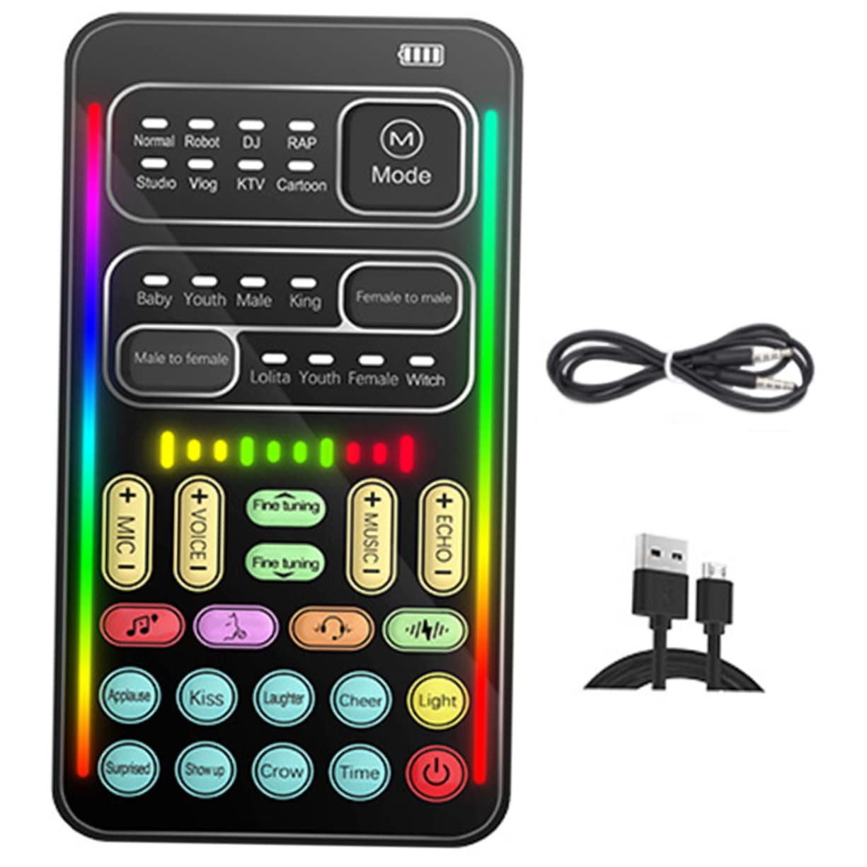Uonlytech Portable Mini Voice Changer Sound Card for Mobile Easy to Use Voice Disguiser with Effects for Live Streaming Gaming and Video Chat Lightweight and Driver-picture-23