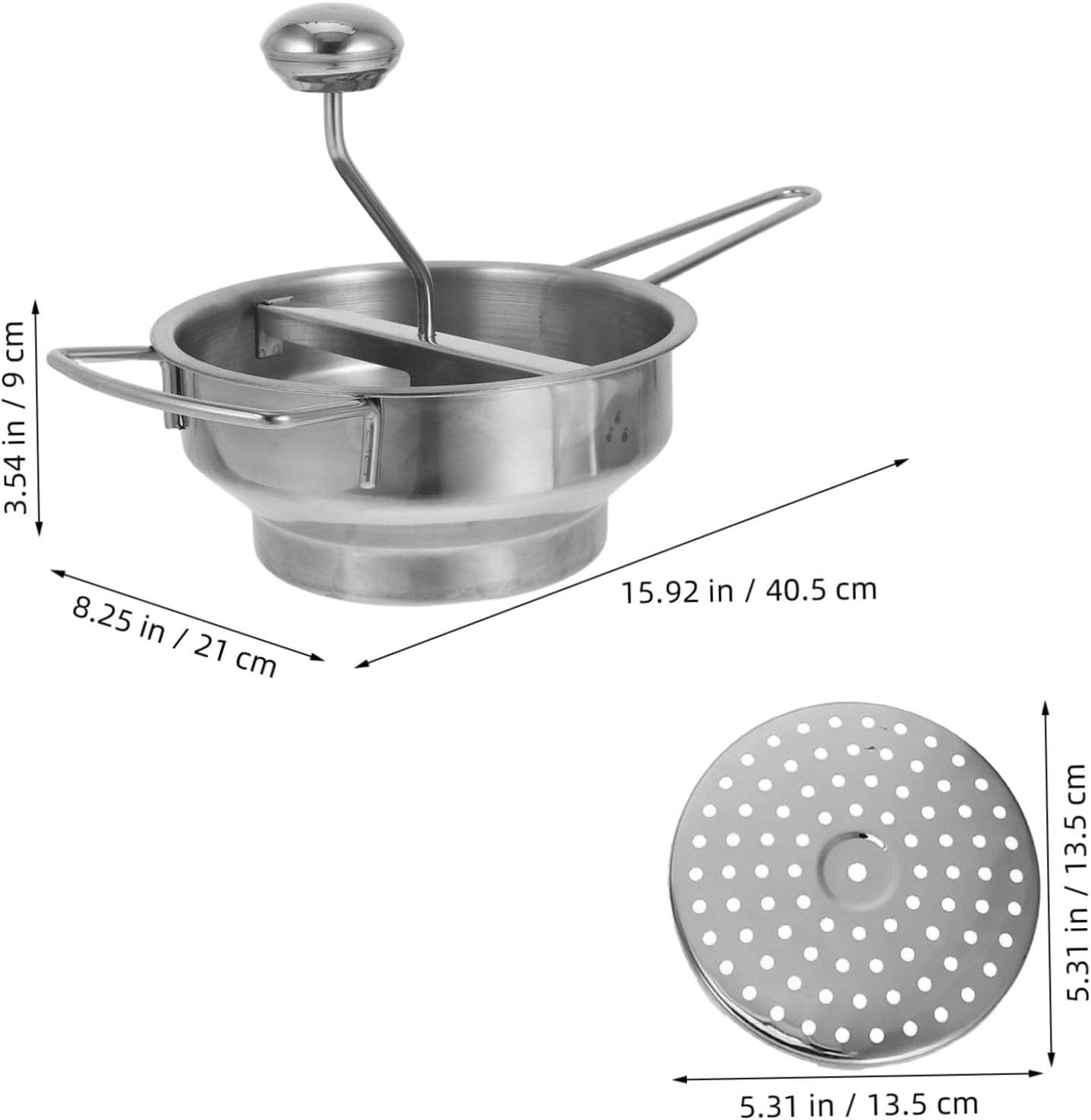 1set Stainless Steel Potato Ricer Ergonomic Handle Manual Mashing Tool for Mashed Potatoes Fruits and Vegetables Includes Grinding Discs for Versatile Cooking