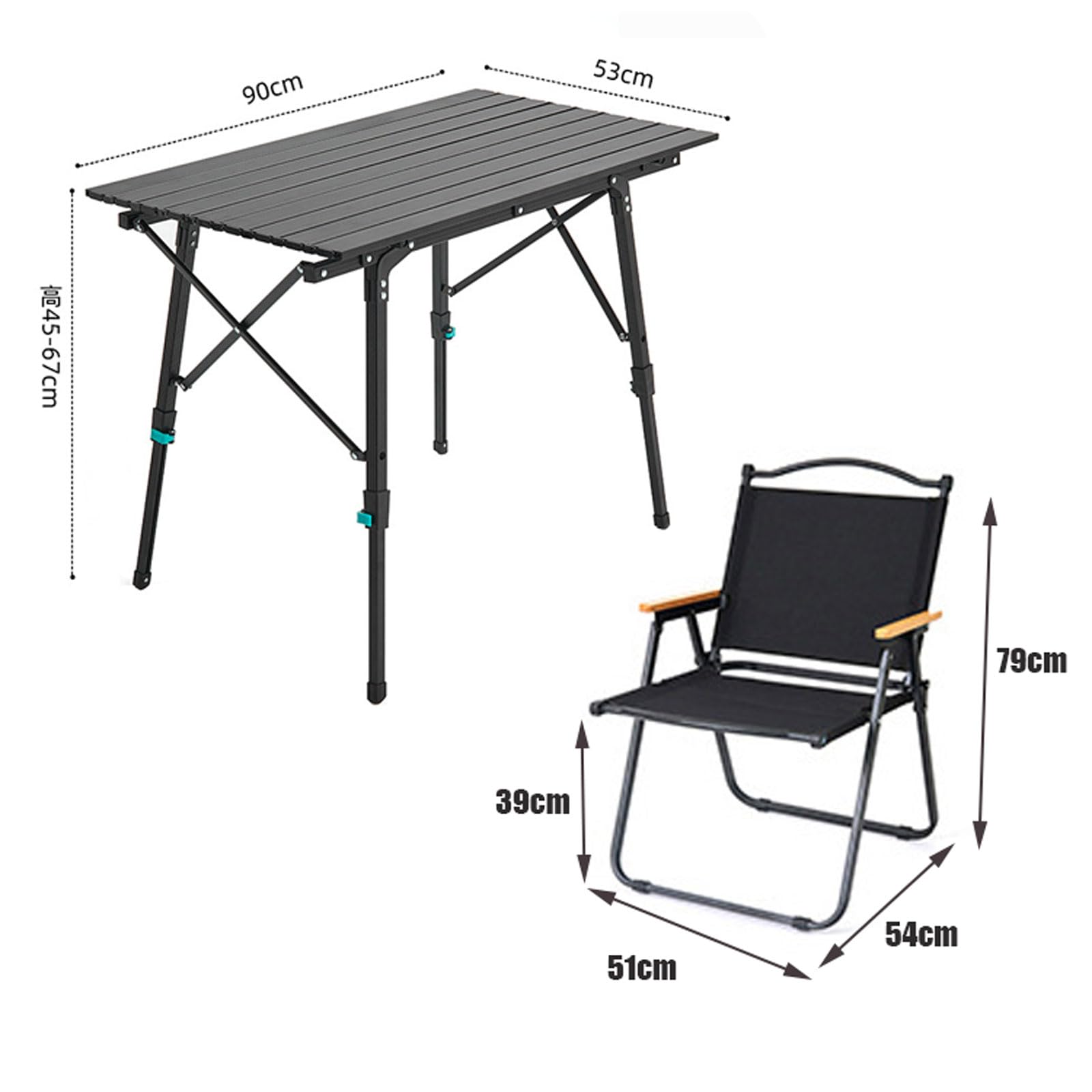 Tavolo e sedie Pieghevoli per Esterni, Set di sedie da Campeggio per Picnic Portatili con Altezza Regolabile, arrotolabili in Alluminio per Esterni, Picnic, Cortile