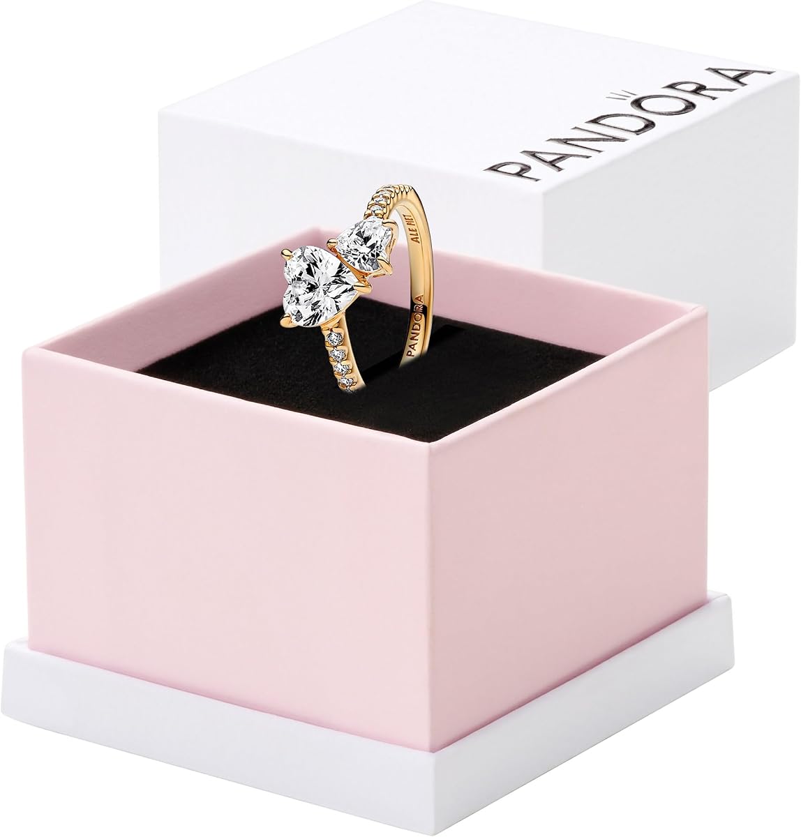 Double Heart Sparkling Ring, 7.5