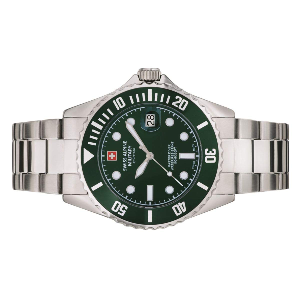 Swiss Alpine Military Master-Diver 7053.1 Reloj analógico de Cuarzo de Acero Inoxidable para Hombre