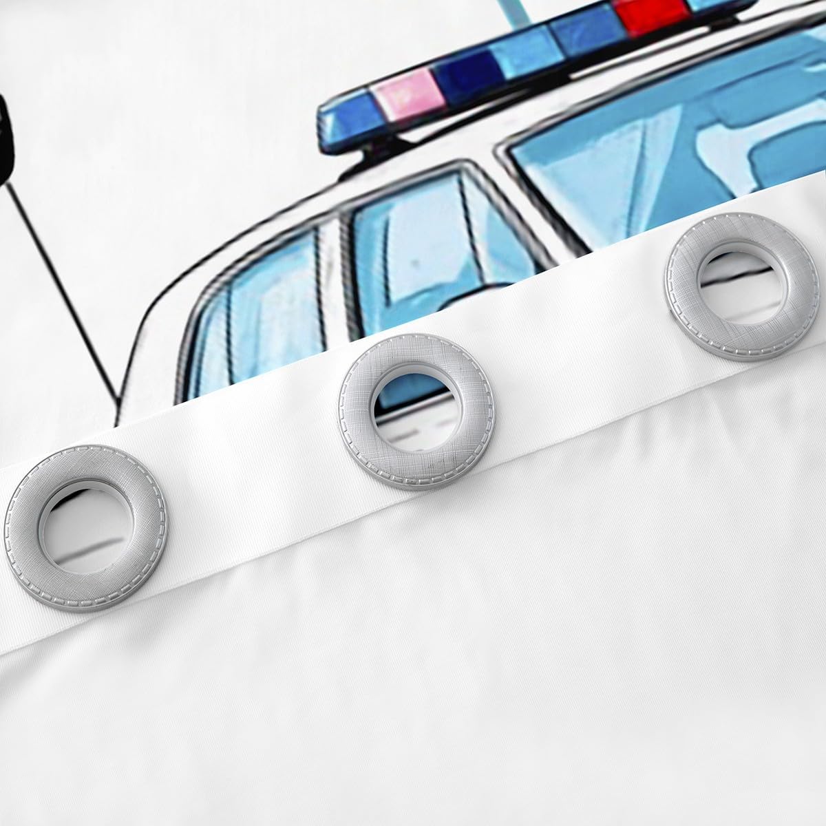 Manfei Police Car Kids Adults Window Curtain,Watercolor 3D Car Police Lover Window Treatment Curtain,Boys Teens Car Traffic Road Sign Window Drapes for Teens Child Bedroom Decor,52Wx63L