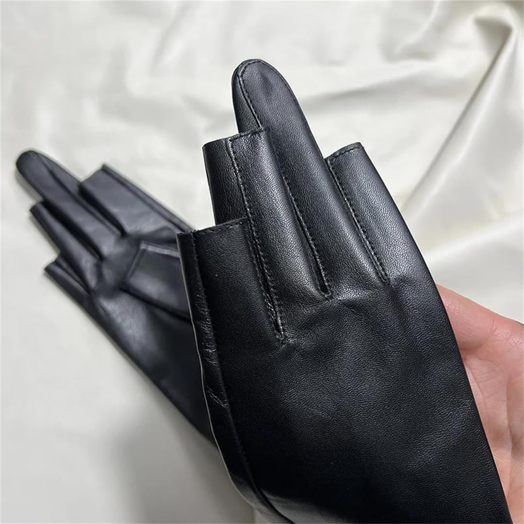 Kelsiop Damen Lange Lederhandschuhe Schaffell Mode Warm Winter Elegant Weich Gefüttert Fäustlinge