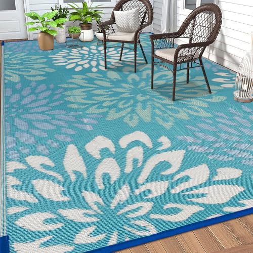 HEBE Waterproof Outdoor Rug 6'x9', Floral Reversible Plastic Patio Rug by HEBE - Used condition - Image 9