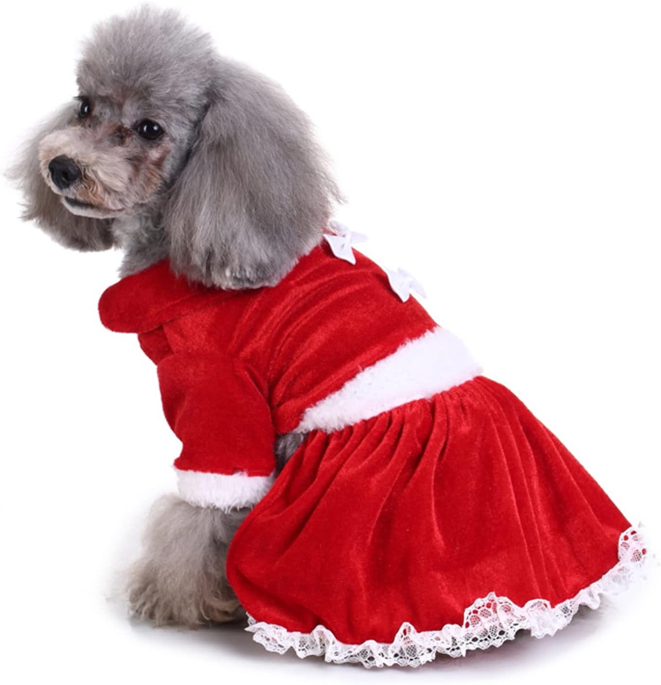 AWOCAN Dog Cat Christmas Costume Dance Skirt Satin Bow Pet Dress Party Dress Christmas Skirt Adorable New Year Pet Clothes Dog Cat Red Dress Pet Supplies (M) : Pet Supplies