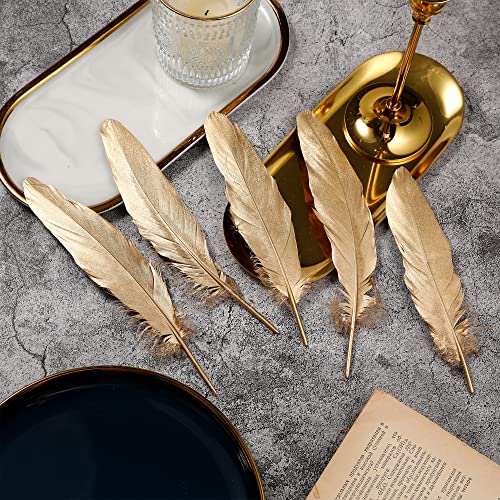 Larryhot Gold Goose Feathers For Cfafts - 6-8 Inch 60 Pcs Natural Feathers For Wedding Party Decorations,Diy Crafts And Clothing Accessories (Gold) #TOP6