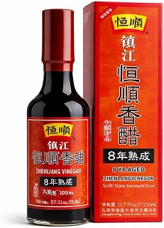 Hengshun Zhenjiang Black Vinegar, 8-Year Aged Chinese Black Vinegar, Naturally Brewed, Rich Umami Flavor, Smooth & Aromatic, for Cooking & Dipping, 300 mL
