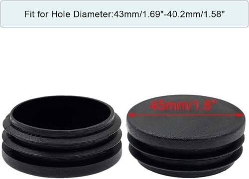 Miniatura 9 de 4 tapones redondos de plástico de 1.969 in (2 pulgadas), tapa redonda de plástico negro, tapa de extremo de tubo de tubería, enchufe de acabado de