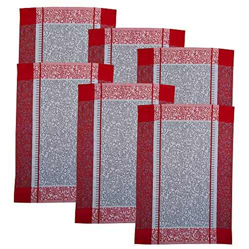 6er Pack Geschirrtücher aus 100% Baumwolle, 50 x 70 cm Baumwolle Geschirrtuch, Trockentuch in verschiedenen Ausführungen, Farbauswahl:Dessin 10, Stückzahl:6er Set - Amazon Cover