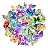 PRETTYSUNSHINE Sticker Set 50 Stück, Aesthetic Schmetterling Aufkleber Sticker, Wasserdicht Vinyl Stickers für Laptop Koffer Handyhülle Helm Motorrad Skateboard Snowboard Auto Fahrrad MacBook