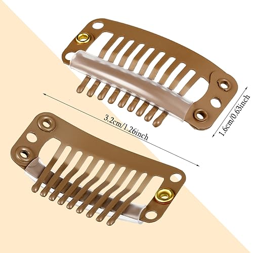 Miniatura 2 de WILLBOND 30 pinzas de extensión de cabello de 1.260 in y 9 dientes, pinzas a presión, peine pequeño, accesorios de peluca para mujeres, extensiones