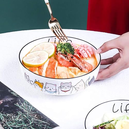 Miniatura 3 de Hemoton Tazón de cerámica para 6 gatos, cuenco de cerámica para fideos, tazón de ensalada, cuenco de preparación de cerámica Wonton, tazón de salsa