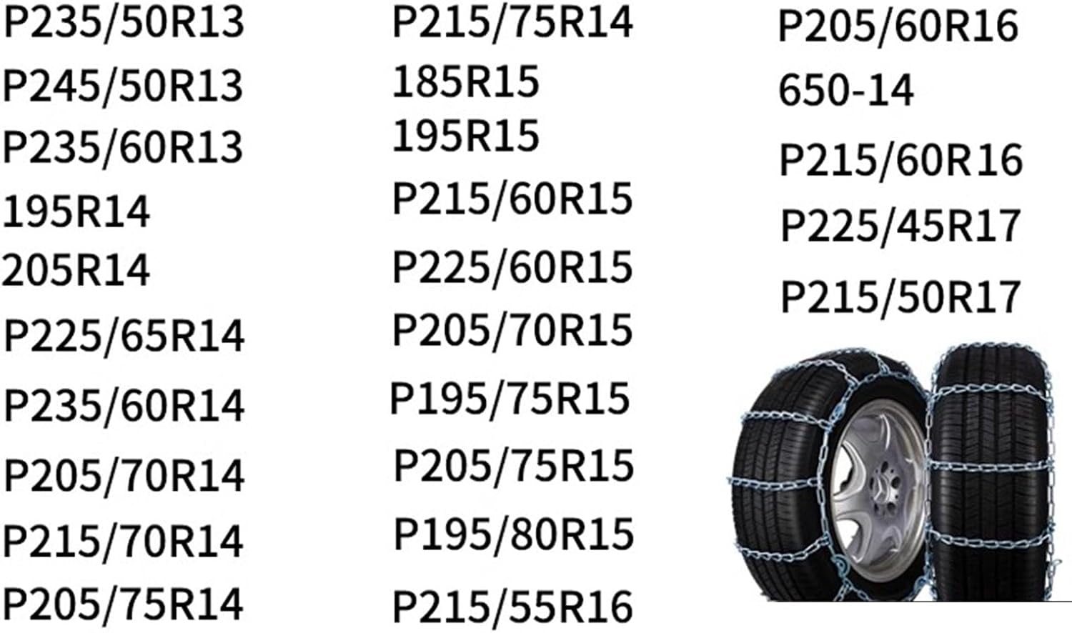 Snow tire Chains, Anti Slip Snow Chains for SUV/Cars/Trucks/ATV Adjustable Anti-Skid Emergency Tire Straps, 2 Pcs P215/75R14
