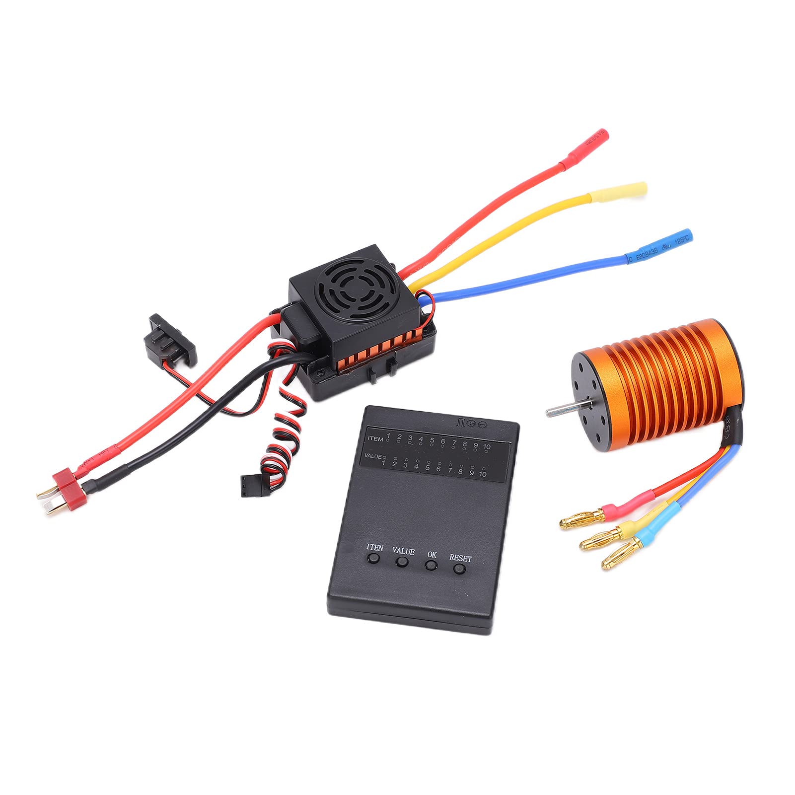 Keenso Juego de Motor sin Escobillas RC, Motor sin Escobillas F540 4370KV con ESC Impermeable de 60 A, Diseño de Aleación de Aluminio de 4 y 12 Ranuras, Tarjeta de Programación, para Actualización de