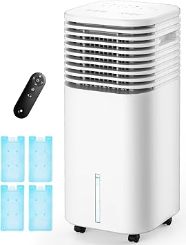 4-IN-1 Portable Air Conditioners, Evaporative Air Cooler w/4 Modes & 3 Speeds, 15H Timer for Smart Auto-off, 2-Gal Tank for 20H Cooling,17FT Remote,No Hose Needed,120Oscillating Swamp Cooler