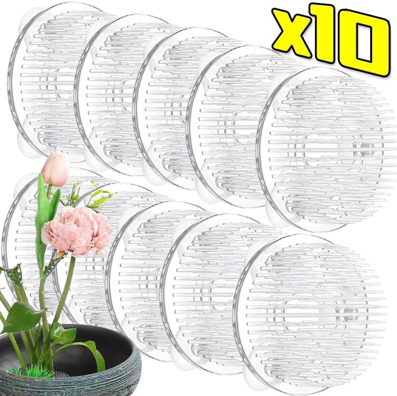 Flower Frogs 10pcs Round Ikebana Stem Holder Suction Cup Transparent Flower Arrangement Base Flower Fixing Bracket Vases Floral Fixed Base Holder(10PCS)