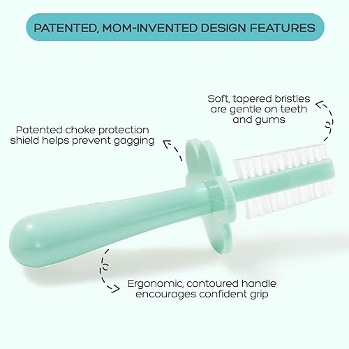 Vista 16 de grabease Cepillo de dientes para bebé de doble cara, cepillo de dientes de entrenamiento para bebés, sin BPA y sin ftalatos, paquete de 2, verde