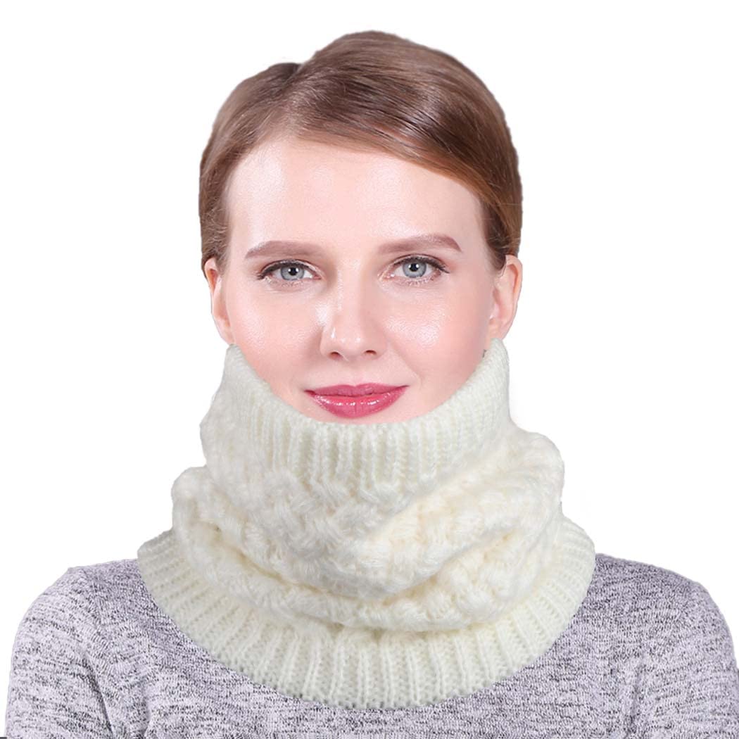 Tgirls Winter Neck Warmer for Women Men Neck Gaiter Thick Windproof Scarf Ski Face Mask Cover Tube Circle Scarves (White) - Image 8