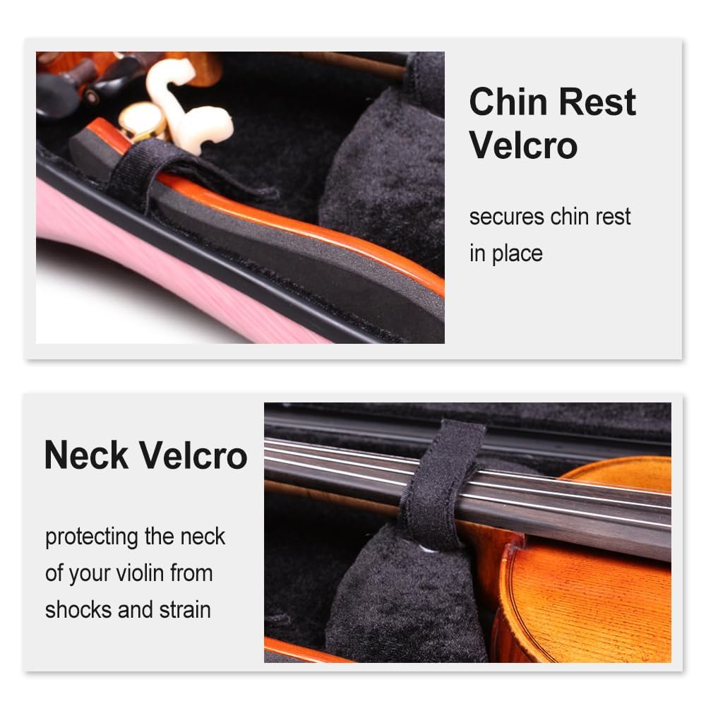 yinfente Custodia per violino 4/4 Full Size 1.9kg In Fibra di Carbonio Mezzo Rotondo Forma Viloin Bag Con Cinturino Combinazione Blocco E Accessori Borsa Rosa