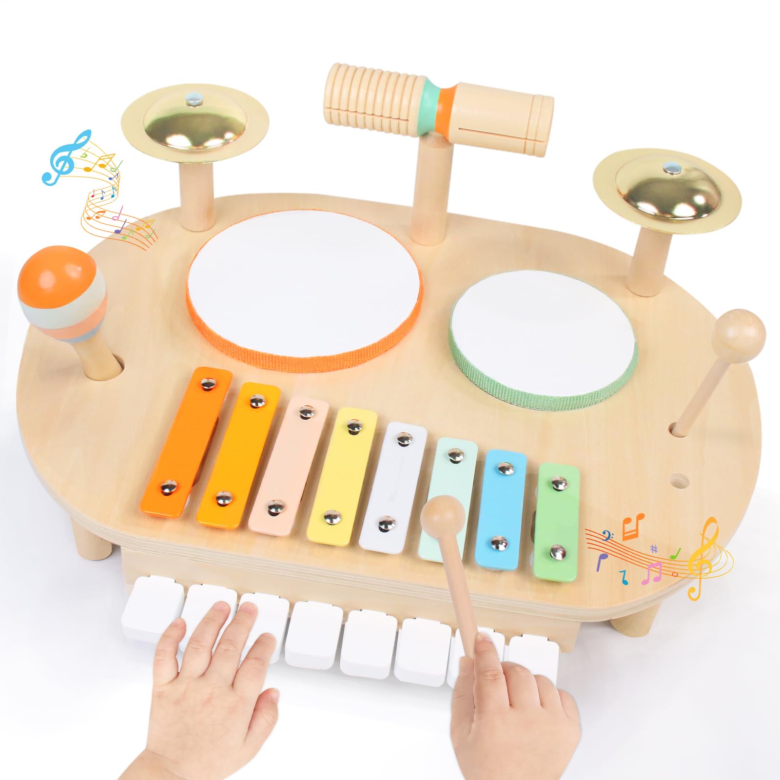 Amazon.co.jp: YHHYTOY 幼児用ドラムセット 子供用 木製モンテッソーリ