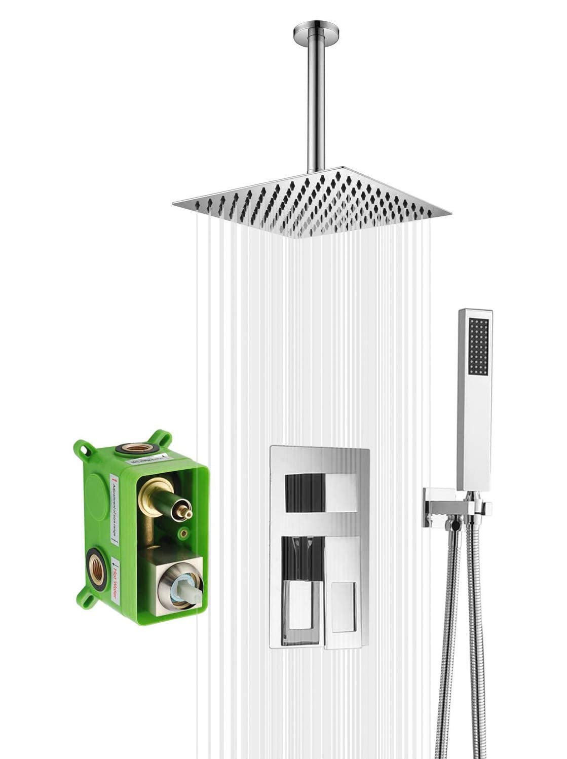 Sistema Doccia a soffitto S3220CI-10 + Rubinetto da Bagno a Parete S1389CI-V2