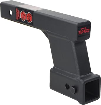 TOPTOW Trailer Receiver Hitch Extender Adapter with 6" Drop/Riser, 8.5" and 10.5" Extension Lengths, 2" Shank, 7500 lb Towing Capacity, Matte Black