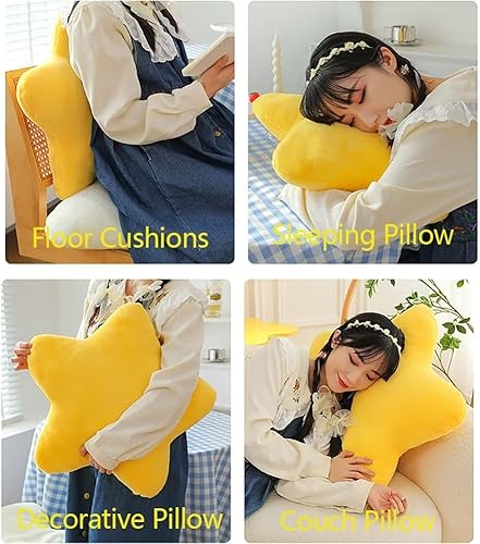 Miniatura 4 de Almohada en forma de estrella rosa con forma de estrella, almohada de felpa de terciopelo para piso, cojín de glúteos, cojín estético de estrellas