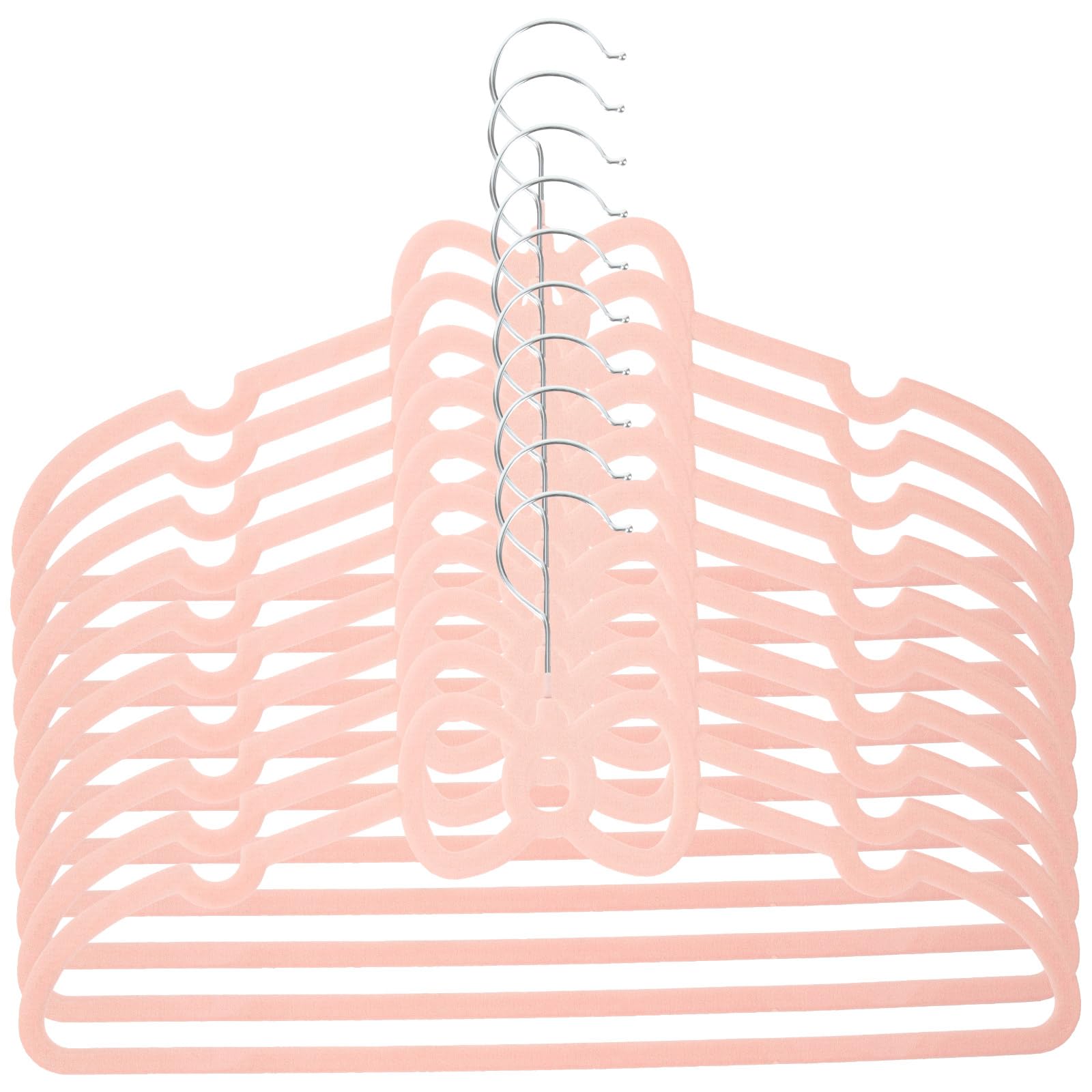 Cintres en flocage rose antidérapants pour robe et pantalon