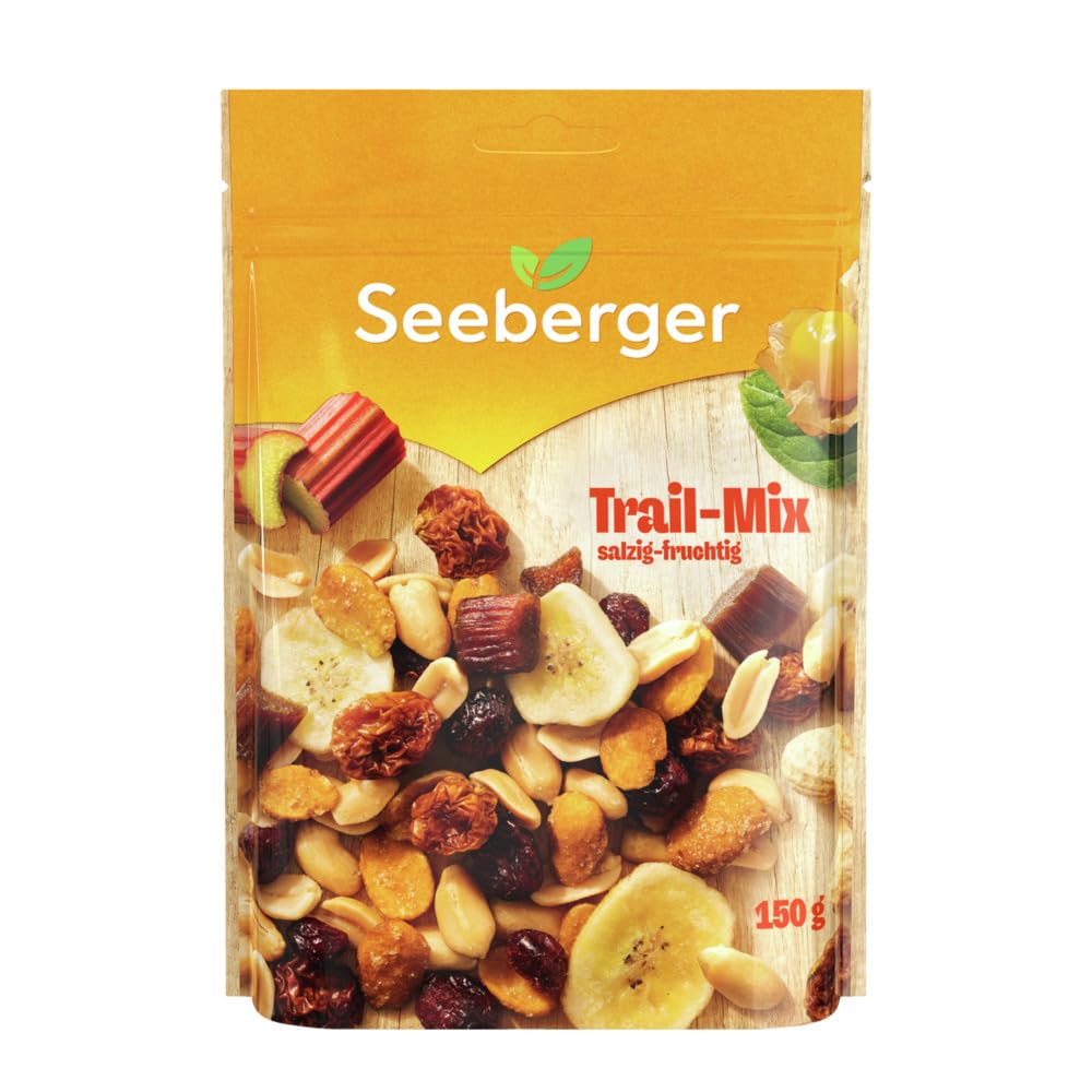Seeberger Trail-Mix 12er Pack: Nuss-Frucht-Mischung aus gerösteten & gesalzenen Erdnüssen und Mandeln - kombiniert mit süßen Trockenfrüchten - salzig-fruchtiger Geschmack (12 x 150 g)