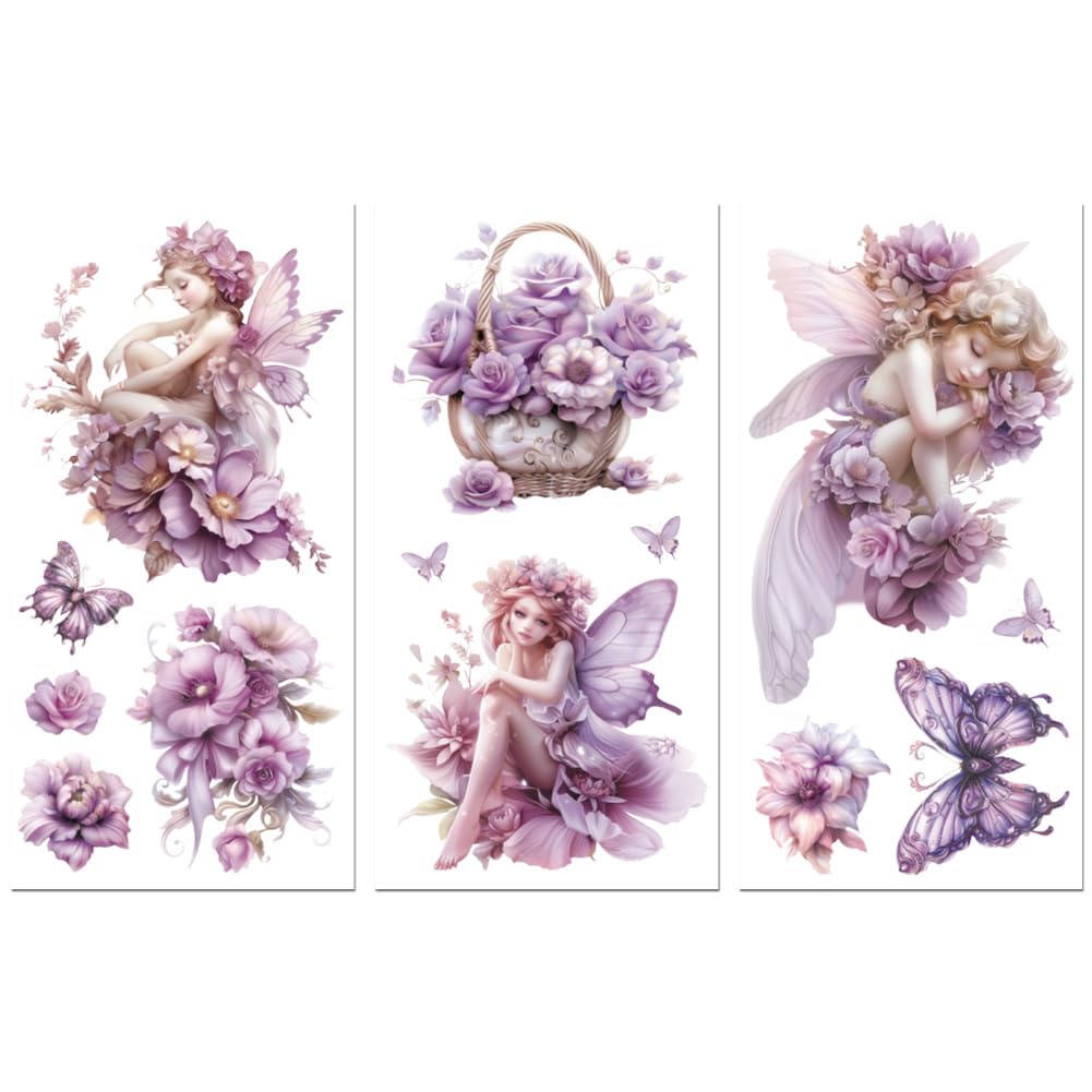 Adesivi Trasferibili A Strofinamento Fiori Selvatici - 3Pcs 15x30cm Impermeabili Per Legno/Vetro