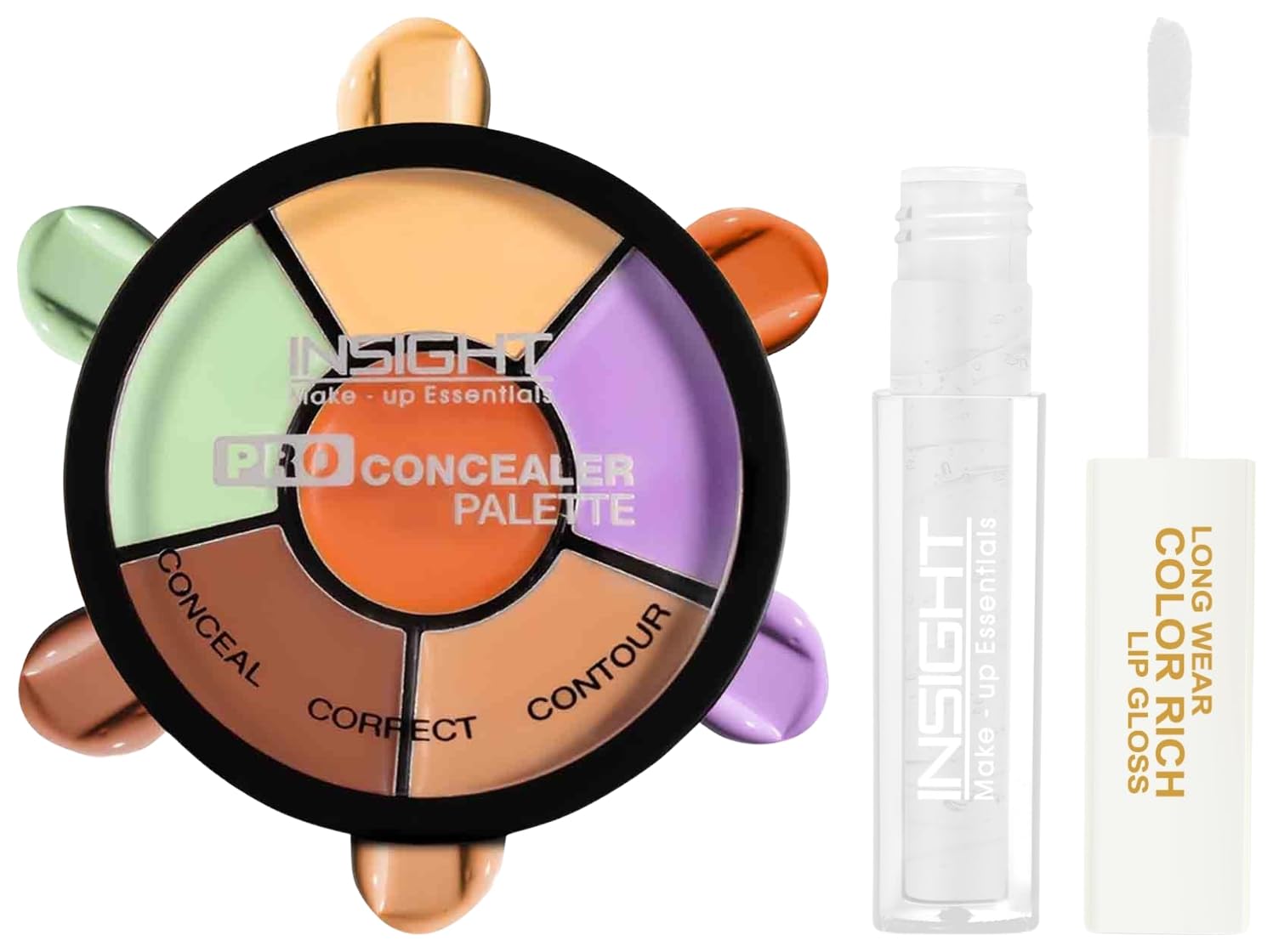 Insight Cosmetics Pro Concealer Palette-CorrectorConceal Correct (CR105-Corrector) Long Wear Color Rich Lip Gloss Highly PigmentedGlossy (LG41-01)-image-1