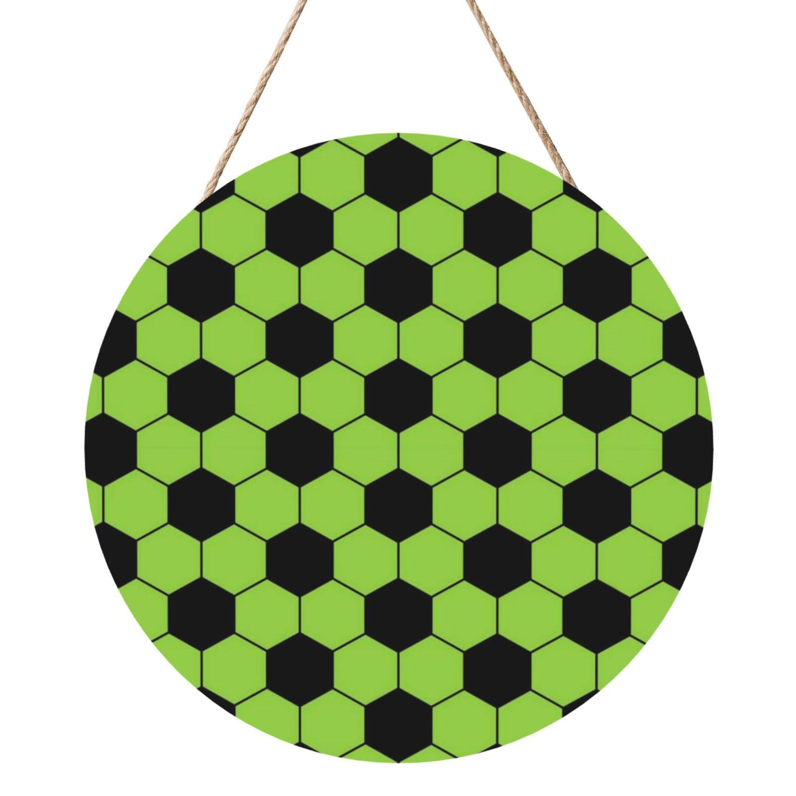 InOmak Soccer Cartoon Pattern, Round Wood Panel Painting 12 in, Wall Hanging Painting For Home