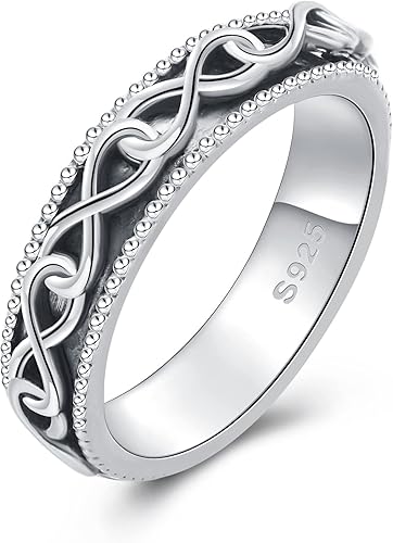 YAFEINI Anillo giratorio de plata de ley 925 con infinito para ansiedad, eternidad, infinito, para aliviar el estrés, regalos de joyería para