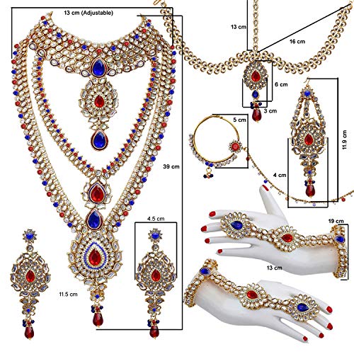 Image of Lucky Jewellery Designer Gold Plated Dulhan Bridal Jewelry Set 8 Pcs. for Girls & Women (3600-WZK-PARENT)
