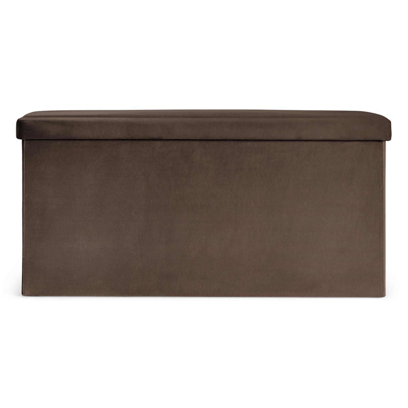 OHS Storage Ottoman Bench Matte Velvet Foldable Box with Lid, Chocolate