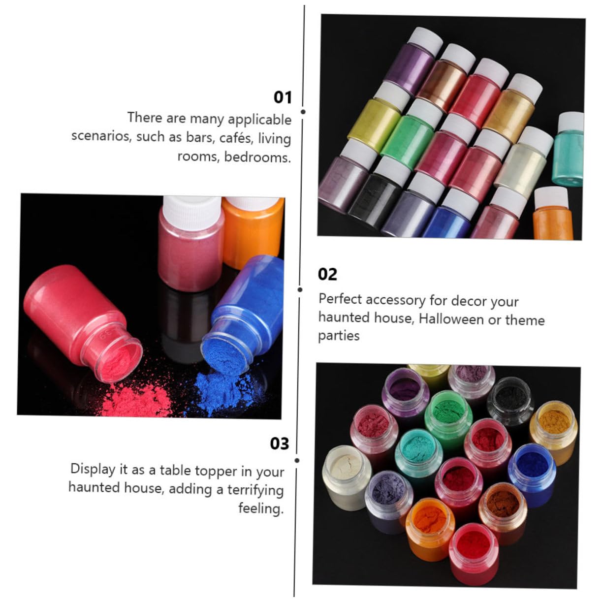 16 Farben Perlglanz Mica Puder für Epoxidharz und Nagelkunst 16 Flaschen Feine Deckkraft Glatter Glanz für Selbstgemacht