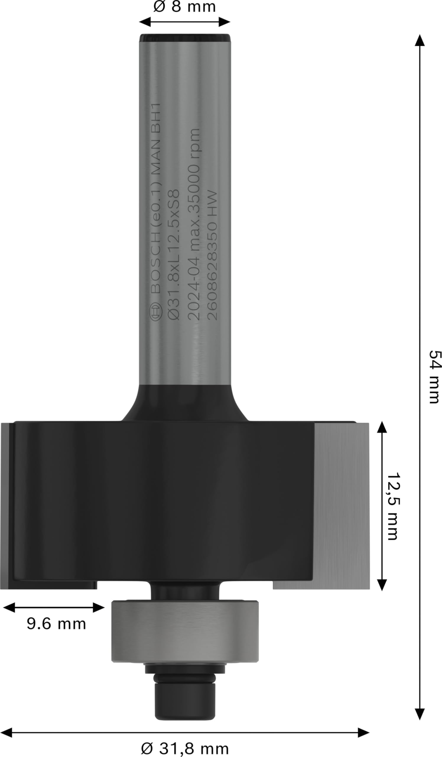 Bosch 1x Frez PRO do wręgowania (do Miękkie drewno, Twarde drewno, Ø 31,8 mm, Professional Akcesoria Frez ręczny, Frez krawędziowy)