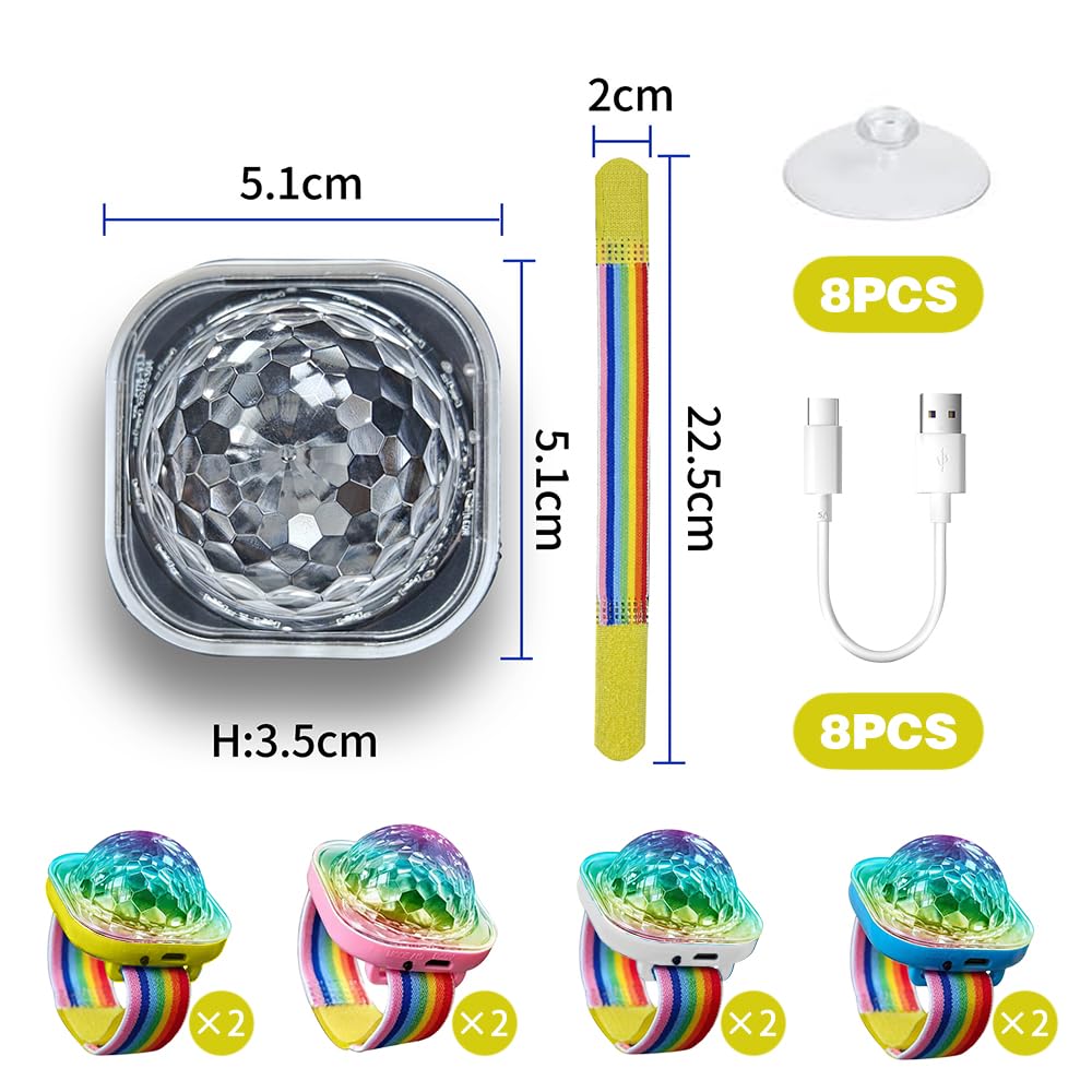 4 Piezas Pulsera Luminosa LED, Luces Discoteca Luces de Bola de Fiesta, luz de discoteca para niños, fiesta de coche,bailar en el coche,DJ Club Discokugel Armband Partylicht
