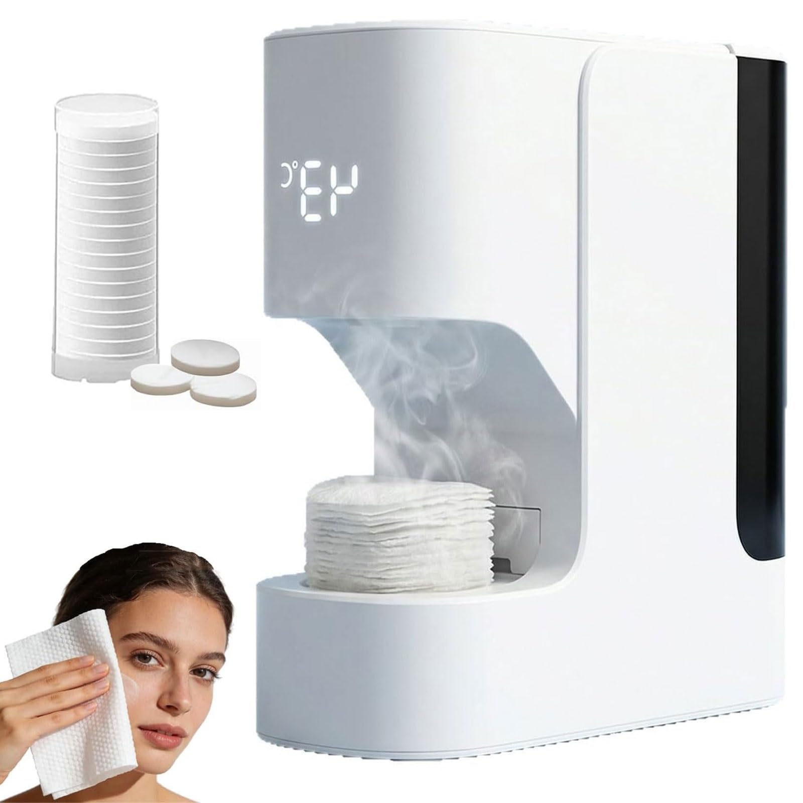 FHRKA Hot Towel Dispenser,Auto Compressed Towels Heater Machine with Towels,5-second Warmth & 55°C Constant Temperature (Machine+20Towels)