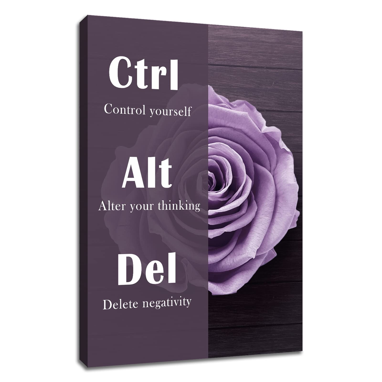 Inspirational Canvas Painting Ctrl Alt Del Word Motivational Wall Art Entrepreneur Quotes Poster Prints Wall Pictures for Home Living Room Home Decor Office Framed Ready to Hang [12''W X 18''H]