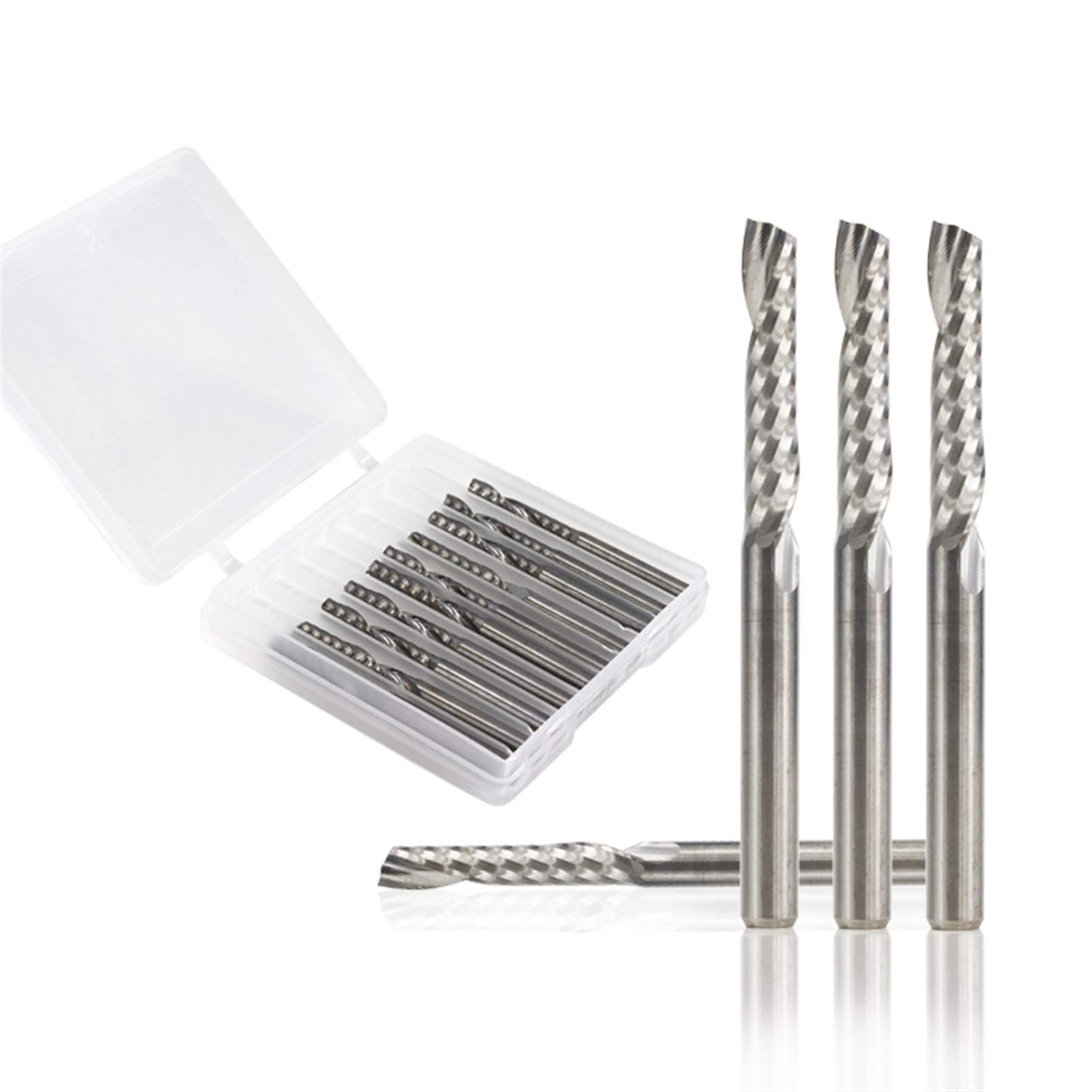Zestaw frezów do obróbki drewna, frezy 10 sztuk frezy CNC 10-fletowe (2xD3.175x8)