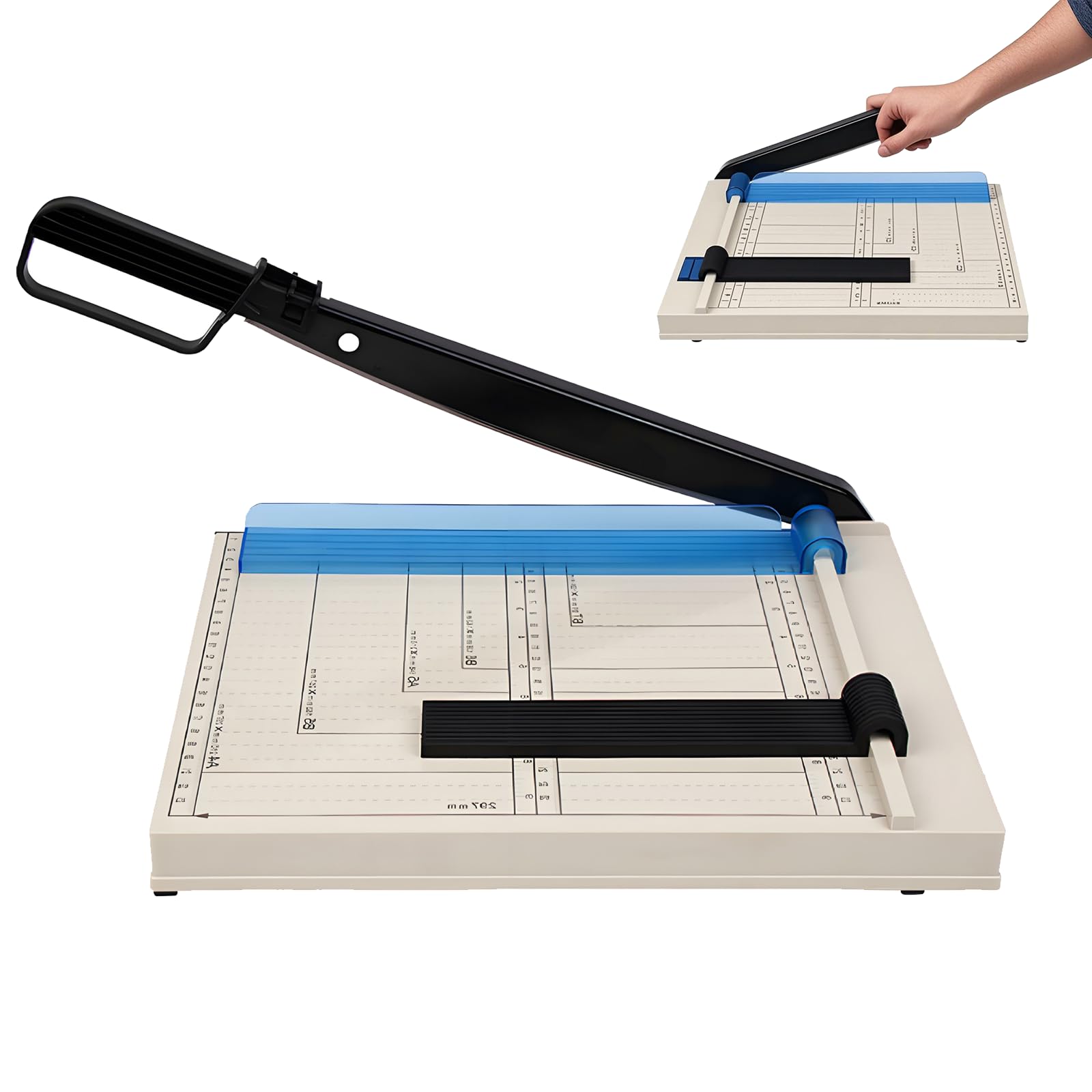 Guillotina de Papel A4, Cortador de Papel Con Protector de Seguridad para A4/B5/A5/B6/B7, Corta 12 Hojas, Corte Preciso, para Hojas de Metal, Cuero, Fotos