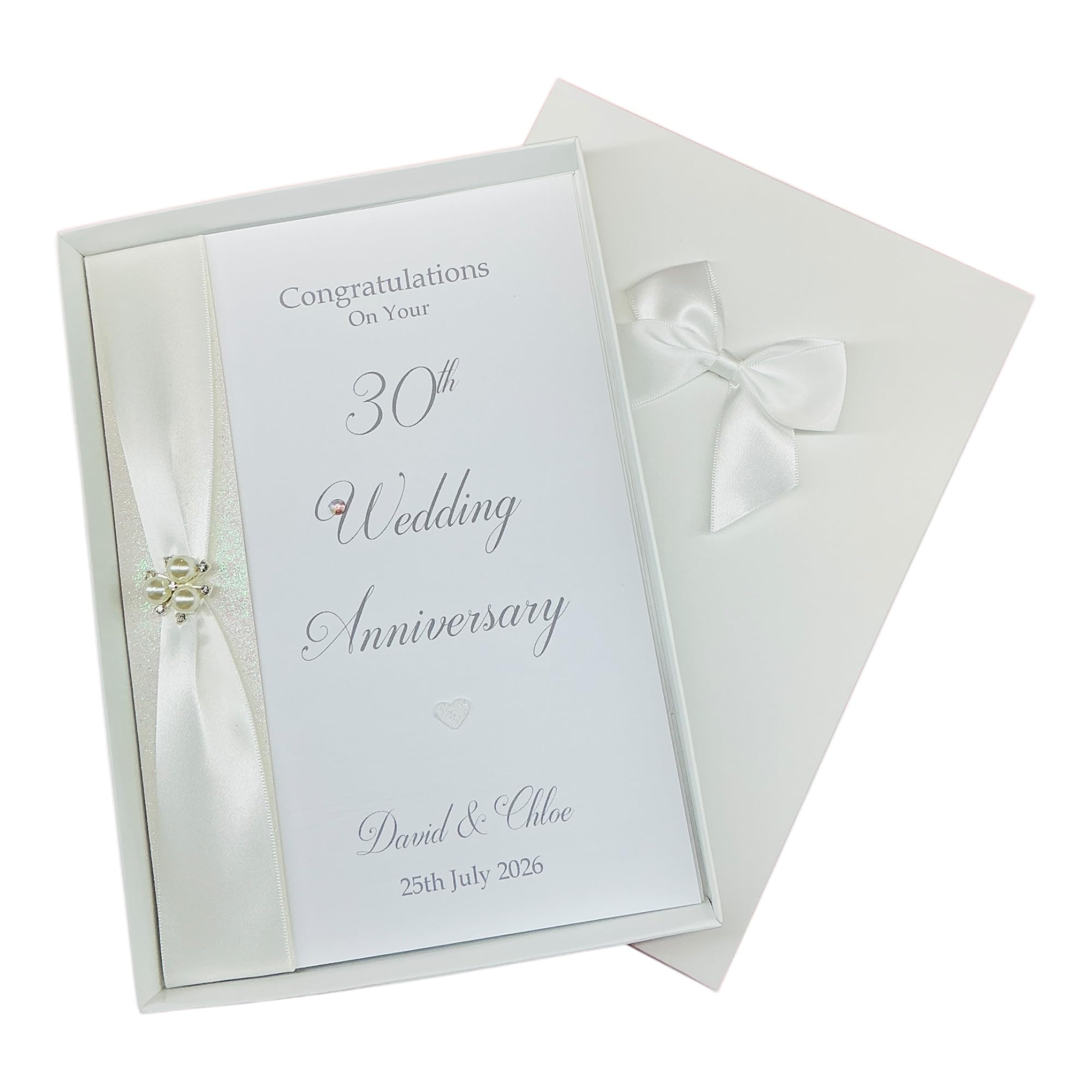 30th Wedding Anniversary Card - Pearl 30 Year Thirtieth Anniversary Luxury Greeting Card, Personalised Gift for Wife, Husband, Couple, Friends - A5 Card - 20 Colours to Choose