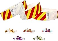 Vista 2 de Pulseras hechas de Tyvek - Rayas - Paquete de 500 - Azul neón + rojo - Pulseras Tyvek de 3/4 pulgadas para eventos