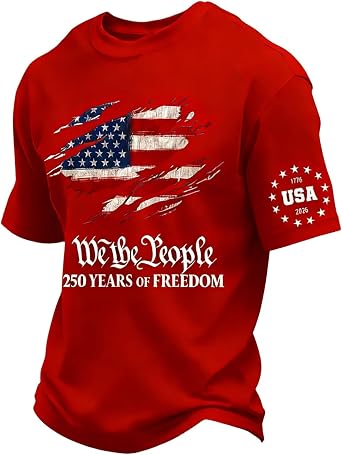 American Flag Shirts for Men 250 Anniversary USA Shirt Fourth of July Patriotic Flag Graphic Short Sleeve Casual Tee