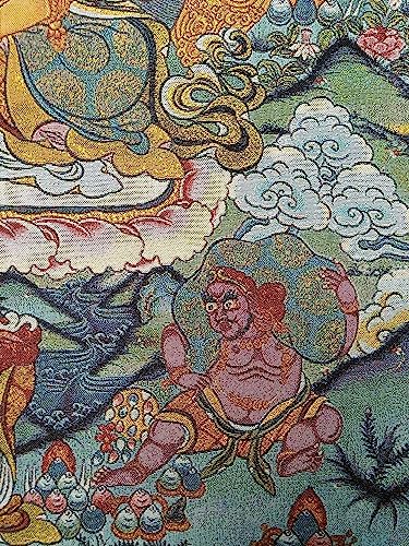 Haft tybetański thangka, thangka fengshui, jedwabny haft tybetański tybetański materiał jedwabny Bon religia żółty Tangka Thangka Mural Fengshui Wall Art do wystroju domu medytacja