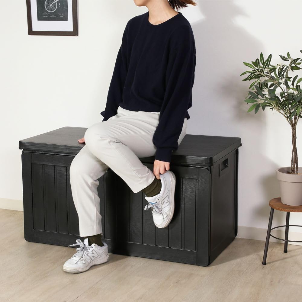 Amazon.co.jp: 収納BOX ベンチ 190L ブラック 組立式 不二貿易 (BF-211