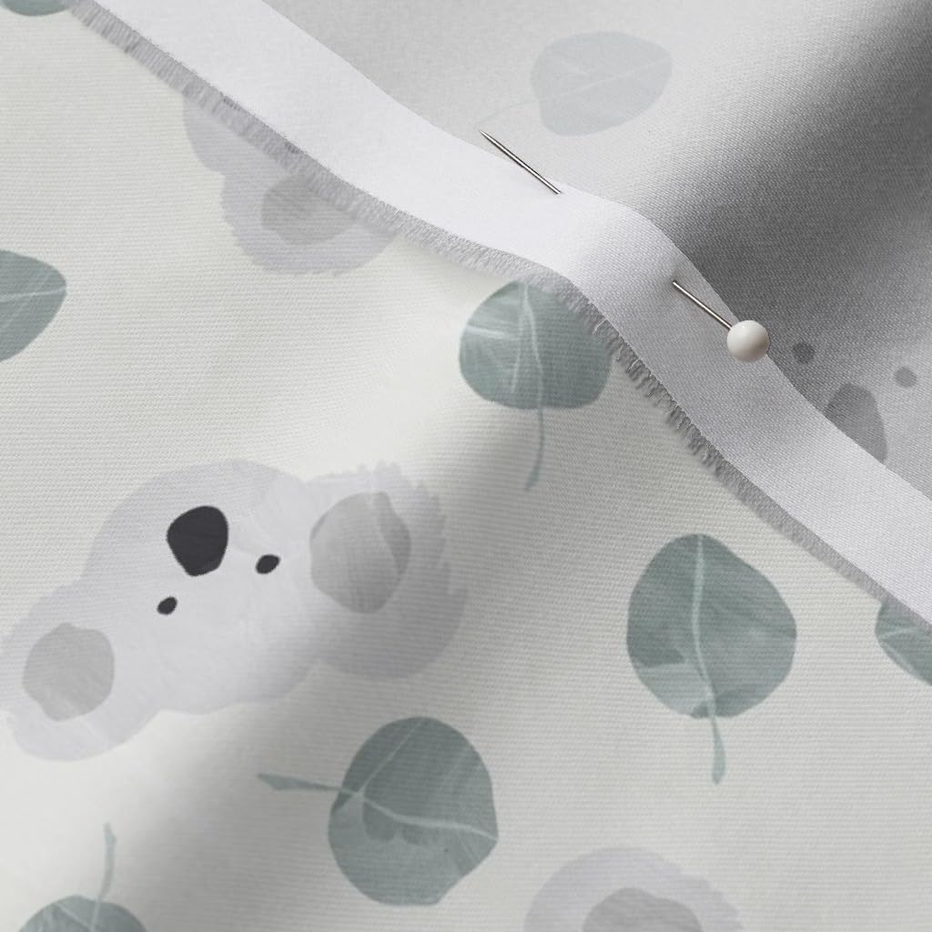 Spoonflower Fabric - Inch Australian Eucalyptus Leaves Animals Kids Koala Gender Neutral Printed on Organic Cotton Sateen Fabric by The Yard - Sewing Quilting Apparel Home Decor