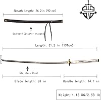Vista 2 de Sword fort Espadas réplicas de acero inoxidable Devil Vergil Dante's Yamato Sword Katana Anime Cosplay Sword Real Metal, versión extendida, 40