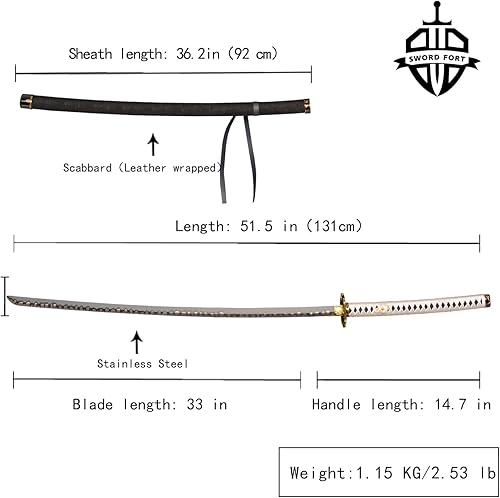 Miniatura 2 de Sword fort Espadas réplicas de acero inoxidable Devil Vergil Dante's Yamato Sword Katana Anime Cosplay Sword Real Metal, versión extendida, 40